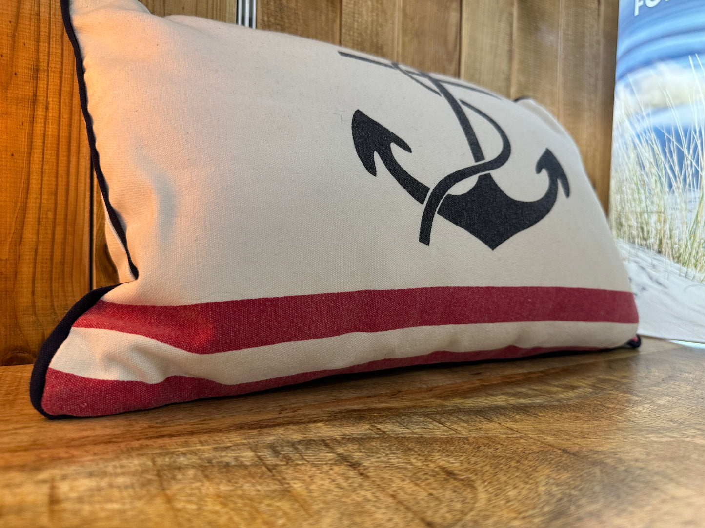Coussin ancre bleu et rayures