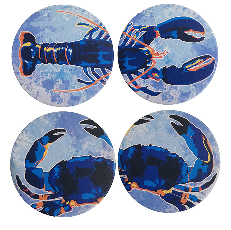 Lot 4 sous verre Homard et Crabe