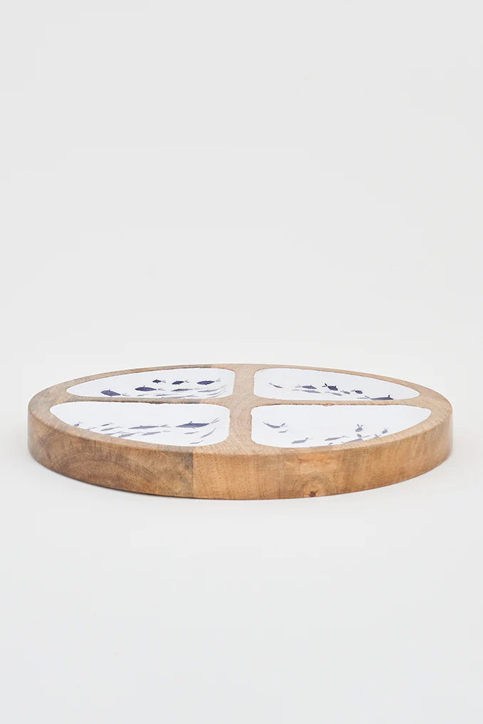 Plateau rond en bois émaillé
