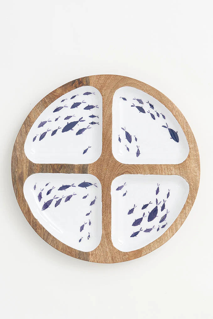 Plateau rond en bois émaillé