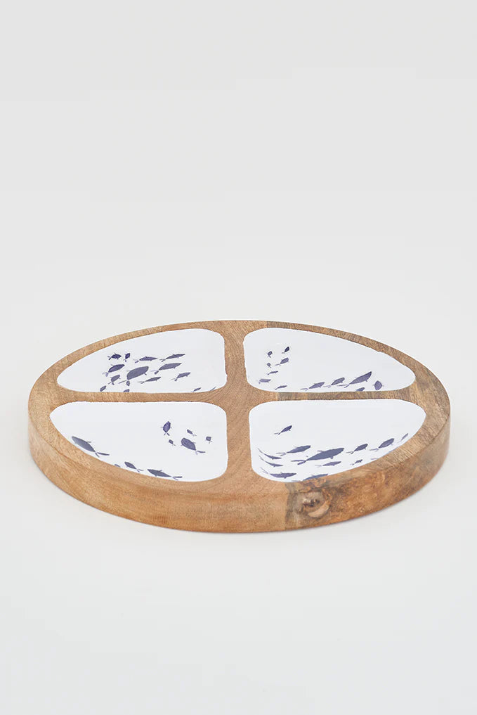 Plateau rond en bois émaillé