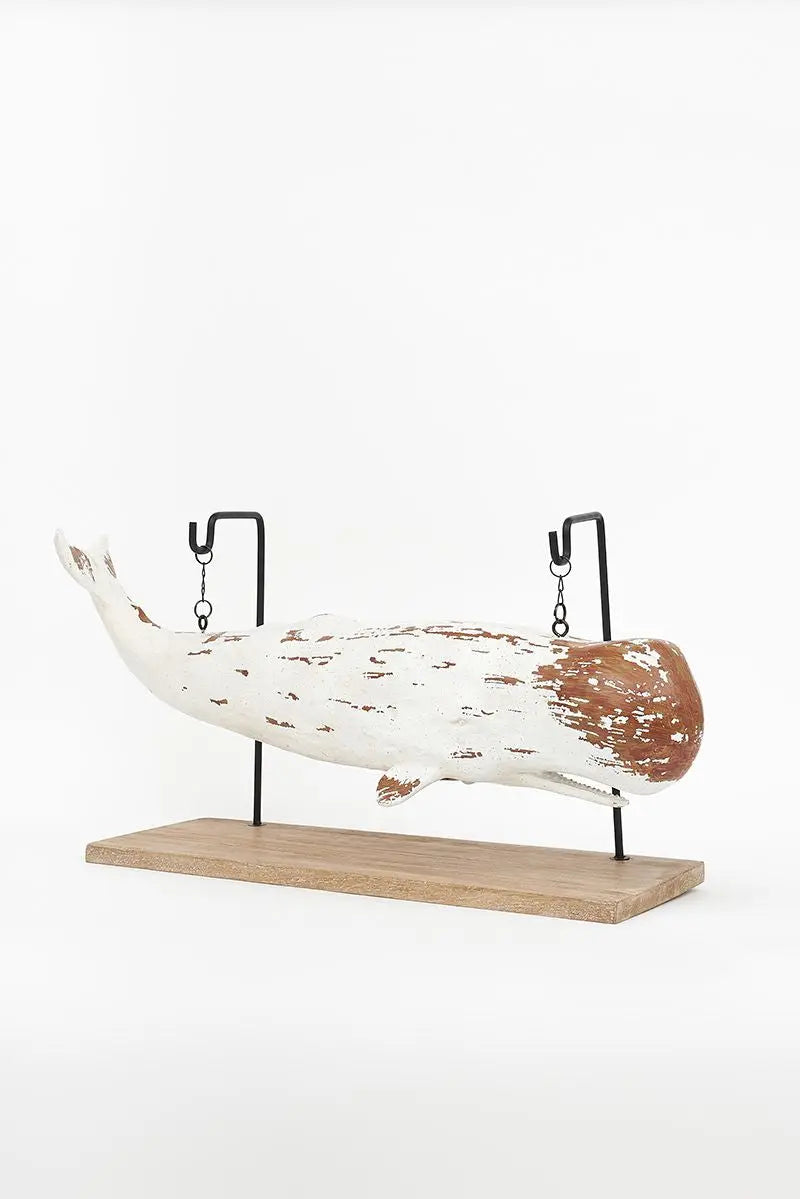 Grande baleine sur socle en bois