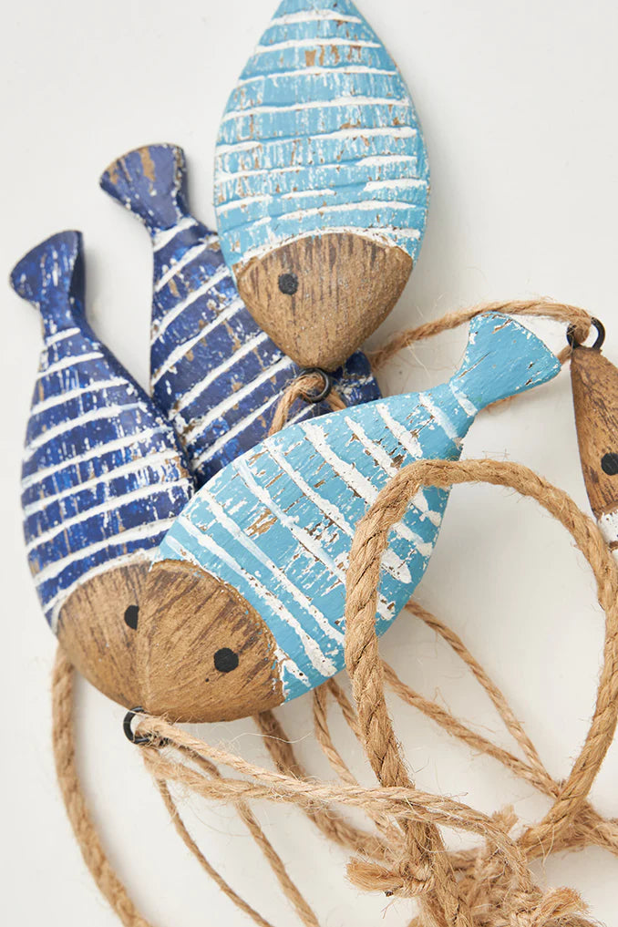 Guirlande - Poissons en bois à rayures