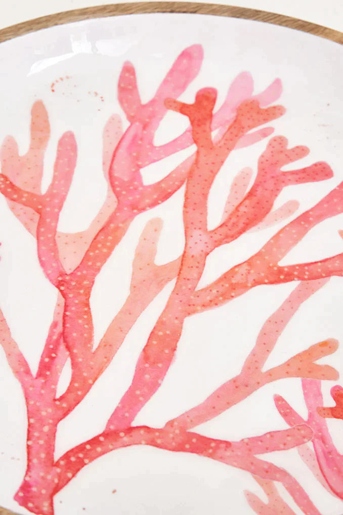 Petit plat émaillé corail