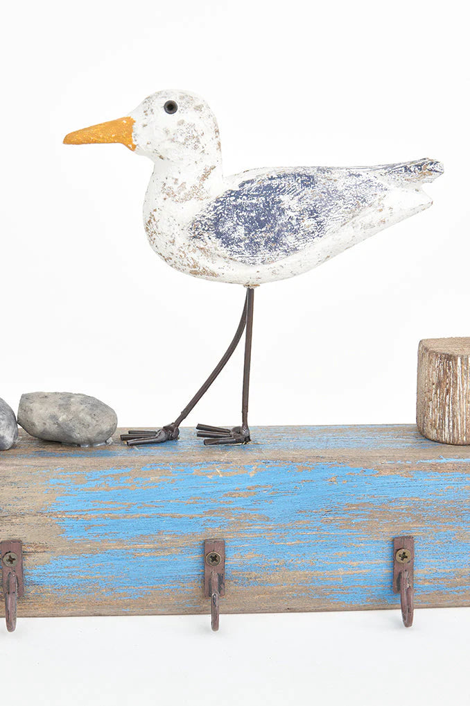 Porte-clés avec mouette sur du Bois