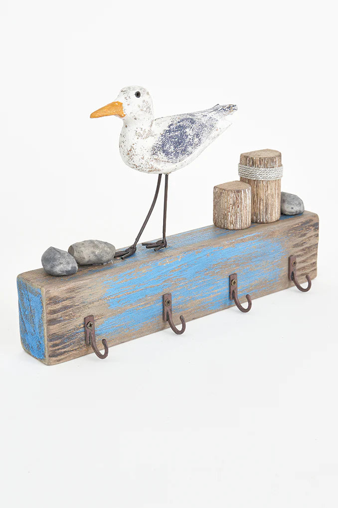 Porte-clés avec mouette sur du Bois