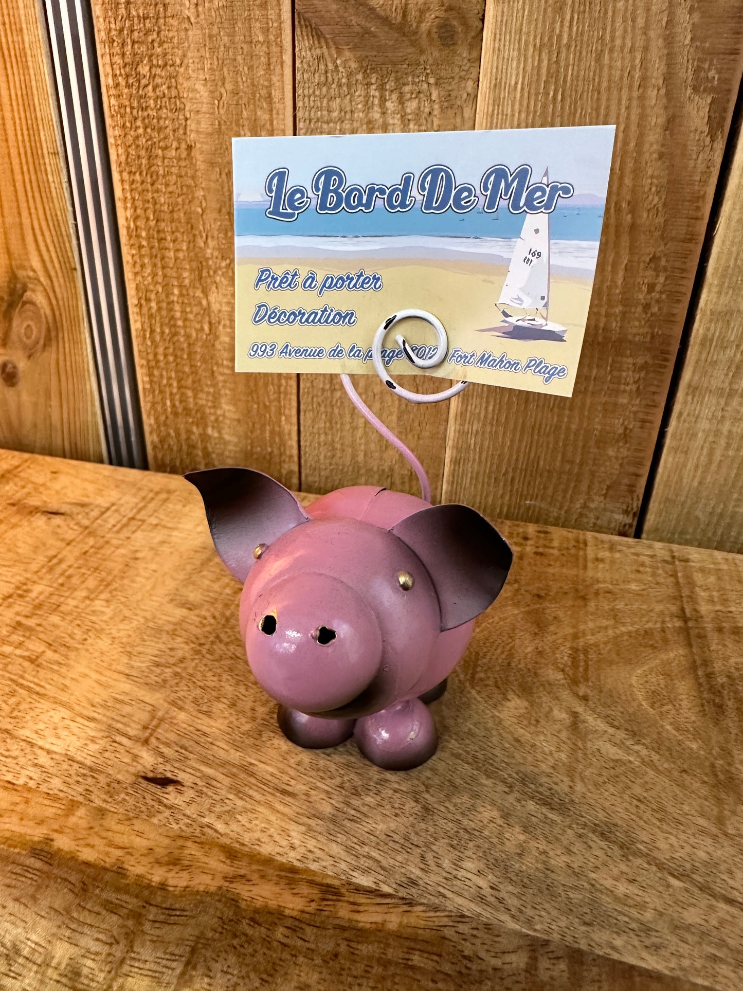 Cochon porte photo métal