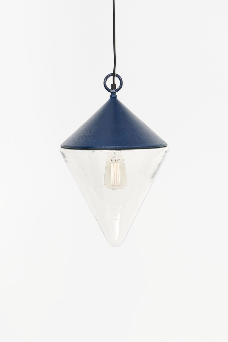 Lampe balise suspendu métal et verre