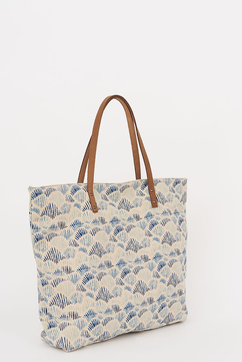 Grand sac à main coquillages bleus