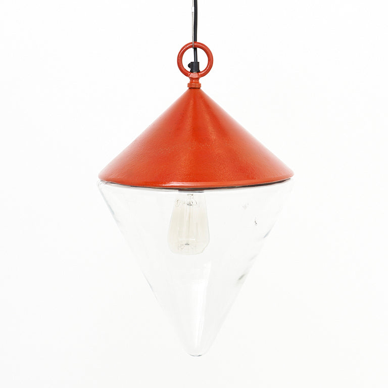 Lampe balise suspendu métal et verre