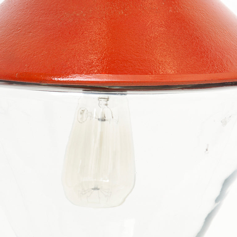 Lampe balise suspendu métal et verre