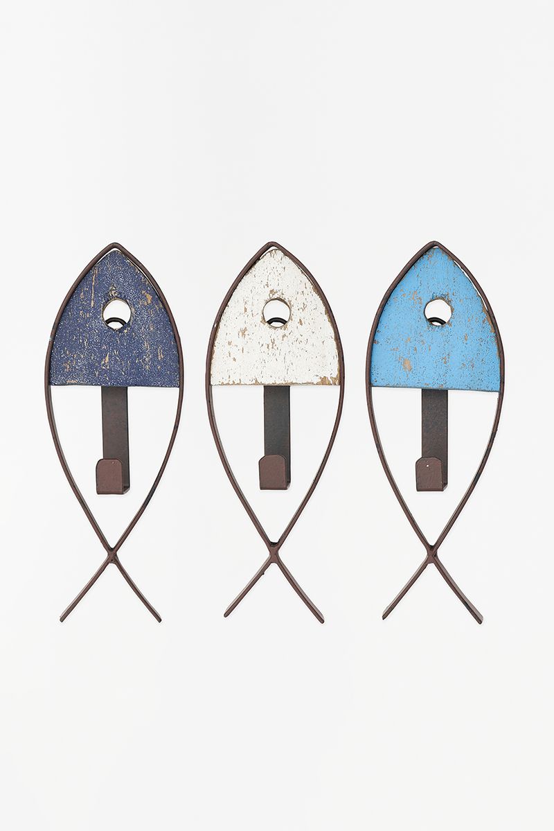 Porte-Manteau poisson bois et métal