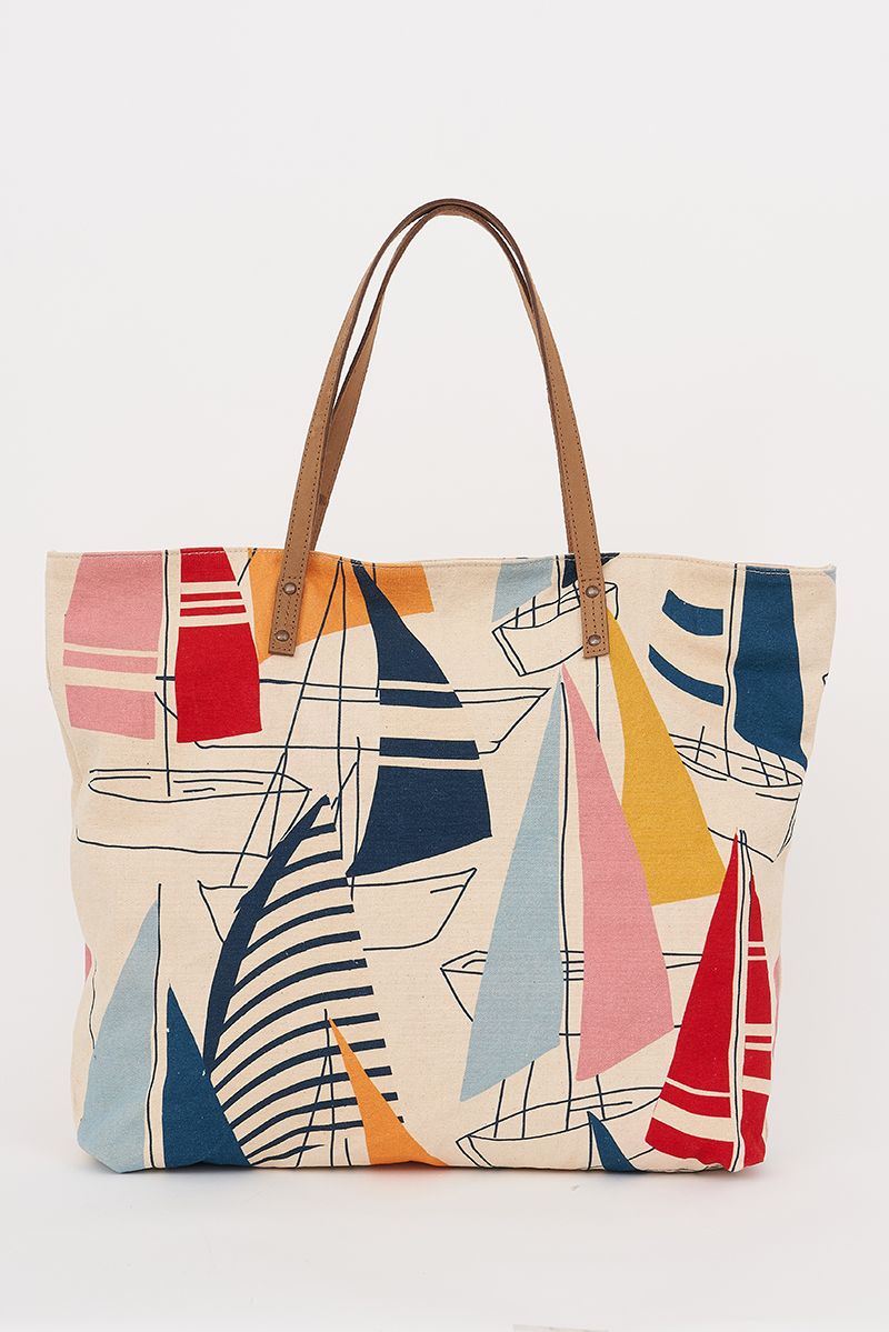 Grand sac à main voiliers multicolores