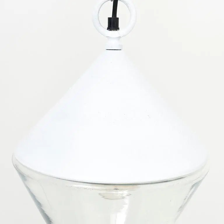 Lampe balise suspendu métal et verre