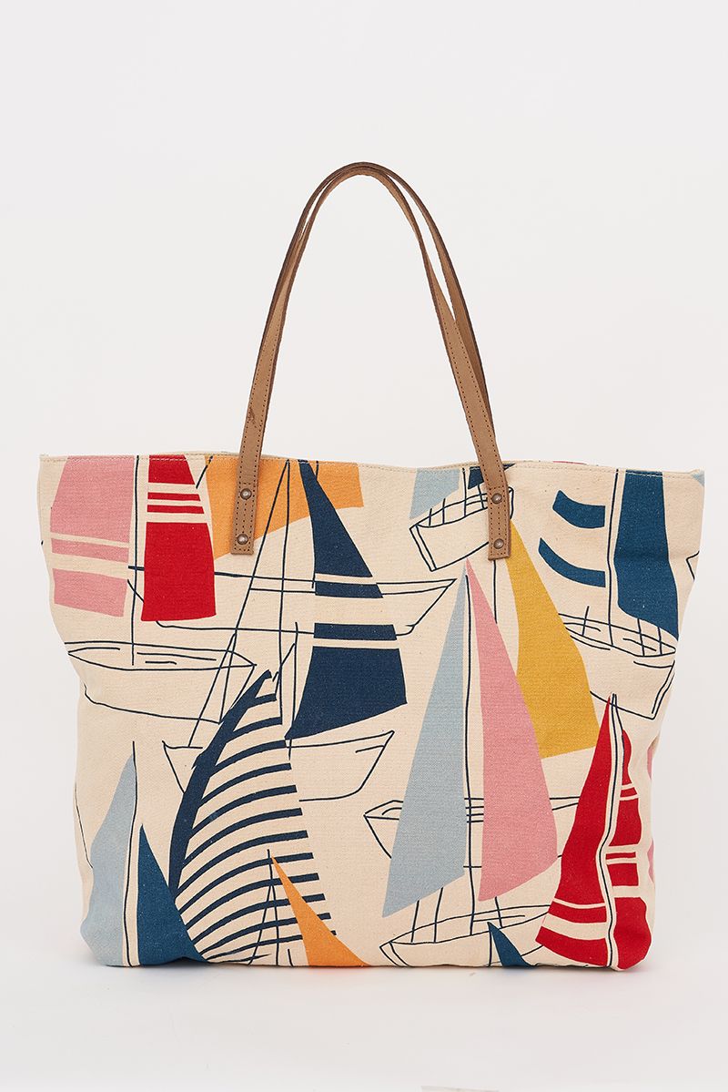 Grand sac à main voiliers multicolores