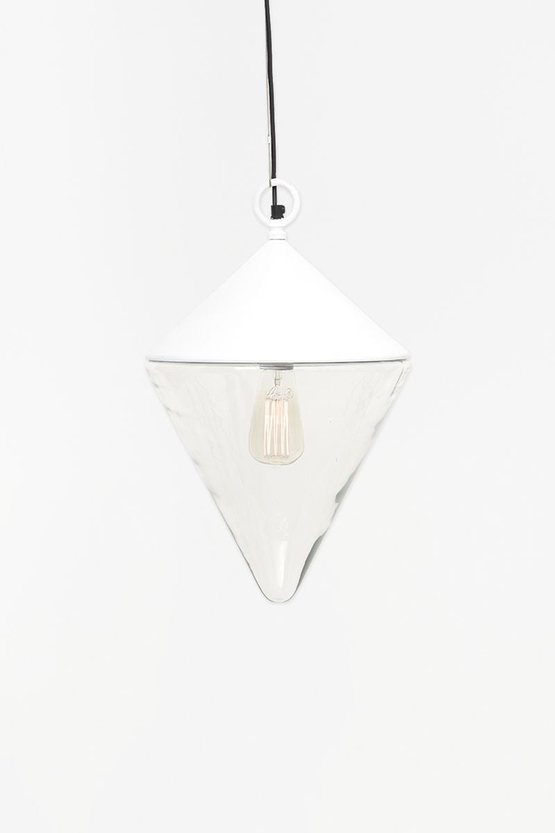 Lampe balise suspendu métal et verre