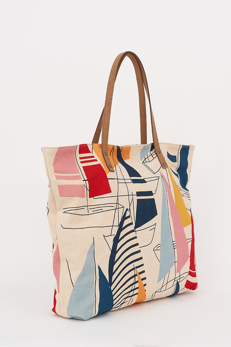 Grand sac à main voiliers multicolores