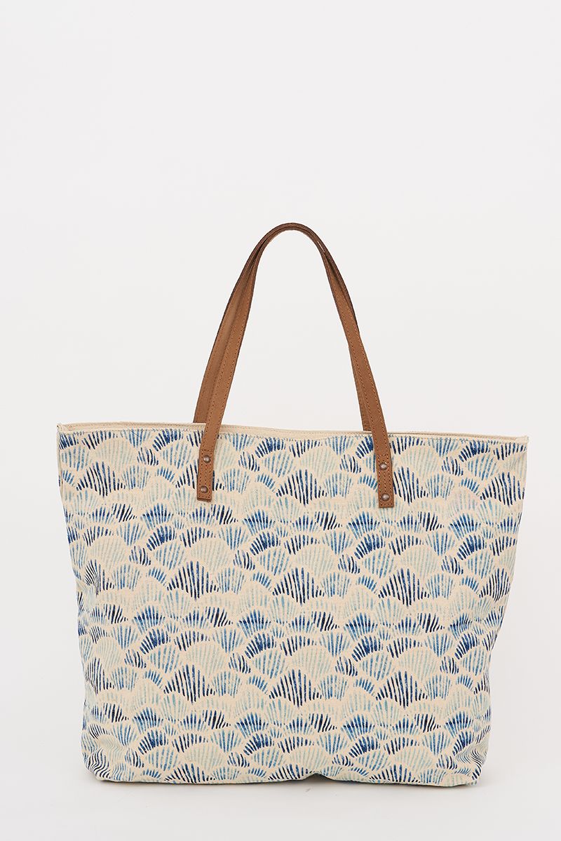 Grand sac à main coquillages bleus