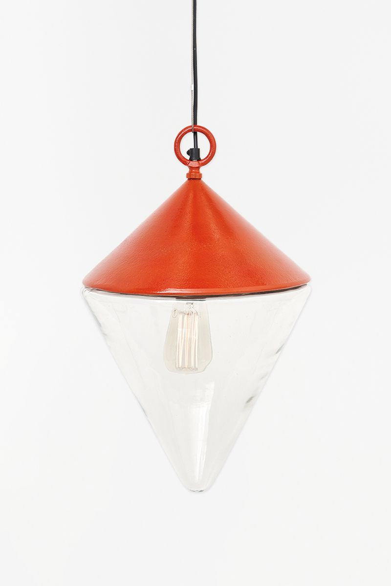 Lampe balise suspendu métal et verre