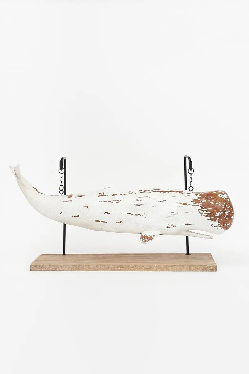 Grande baleine sur socle en bois