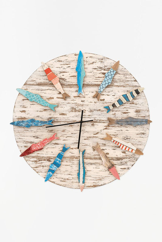 Horloge en bois poissons