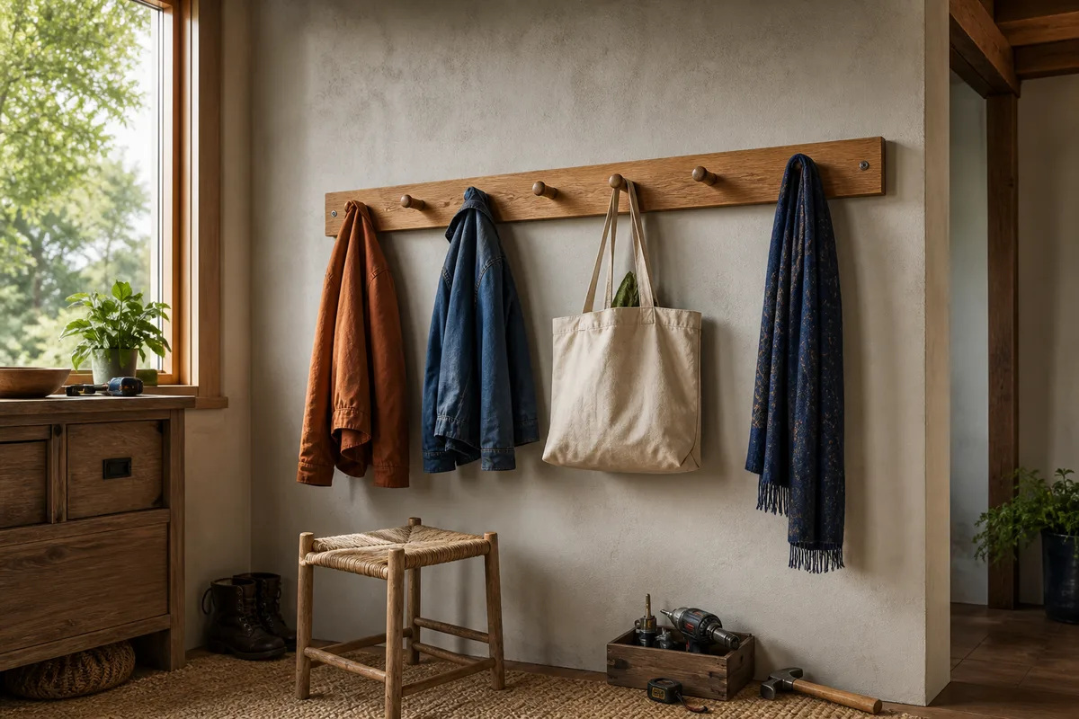 Porte-manteau en bois mural : fixation, entraxe et charge supportée