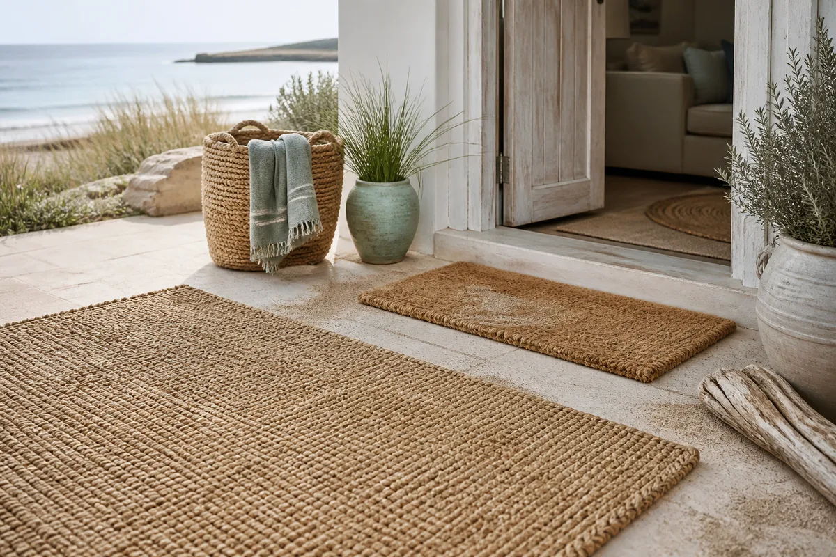 Tapis et paillassons bord de mer, les fibres qui supportent le sable